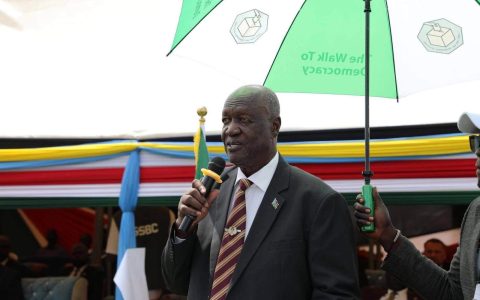 Senior Presidential Adviser Gen. Kuol Manyang Juuk speaks at the launch