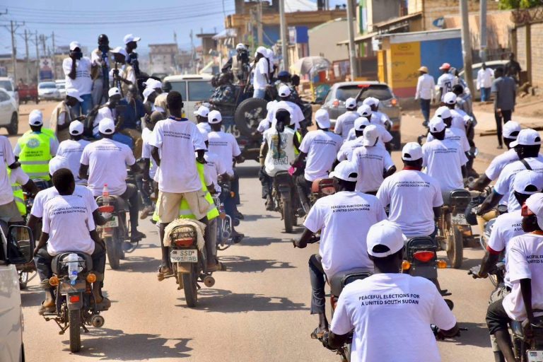 Boda-boda riders join the Walk to Democracy through Juba