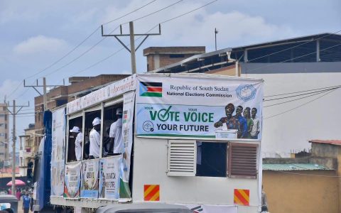 The outreach truck carries the campaign through Juba