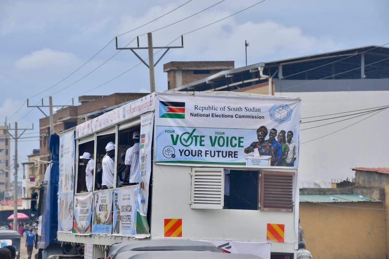 The outreach truck carries the campaign through Juba