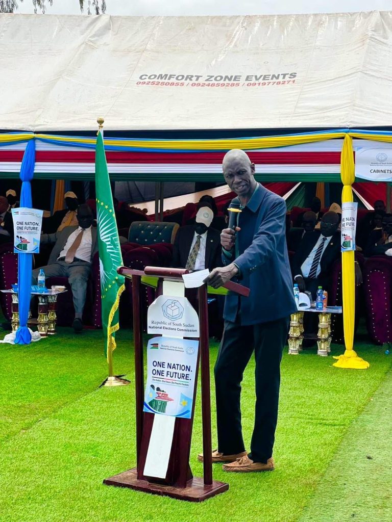 Edmund Yakani, Executive Director of the Community Empowerment for Progress Organization (CEPO), addresses the launch
