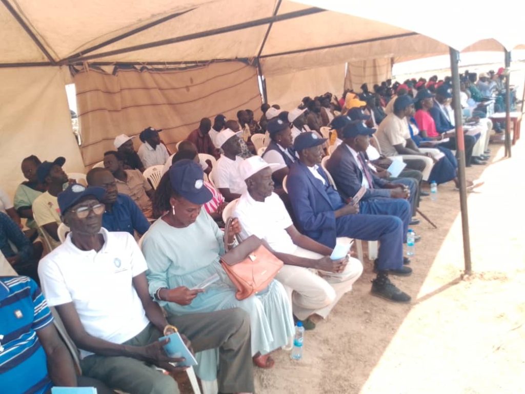 Participants follow the proceedings at the launch in Kuajok