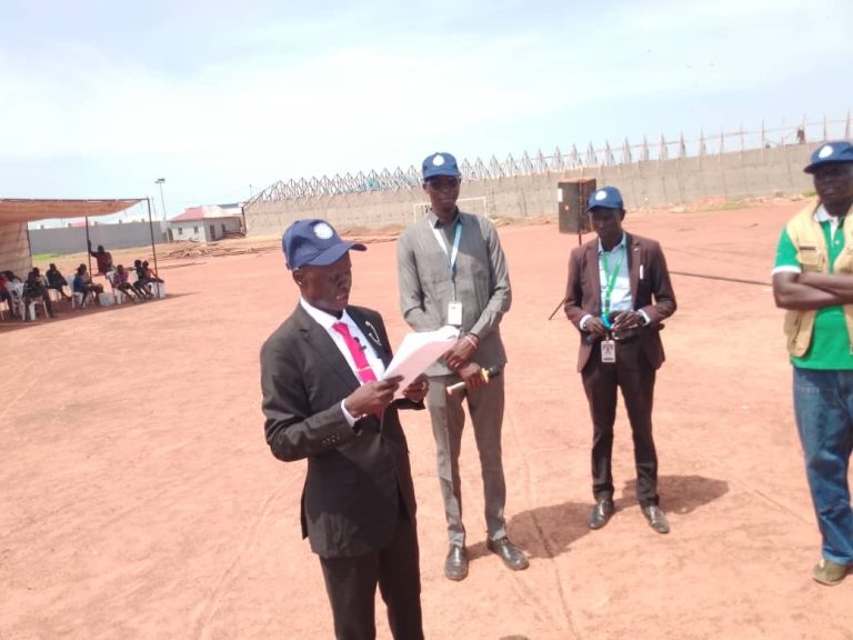 Warrap State High Elections Committee Chairperson Jacob Anei addresses the launch