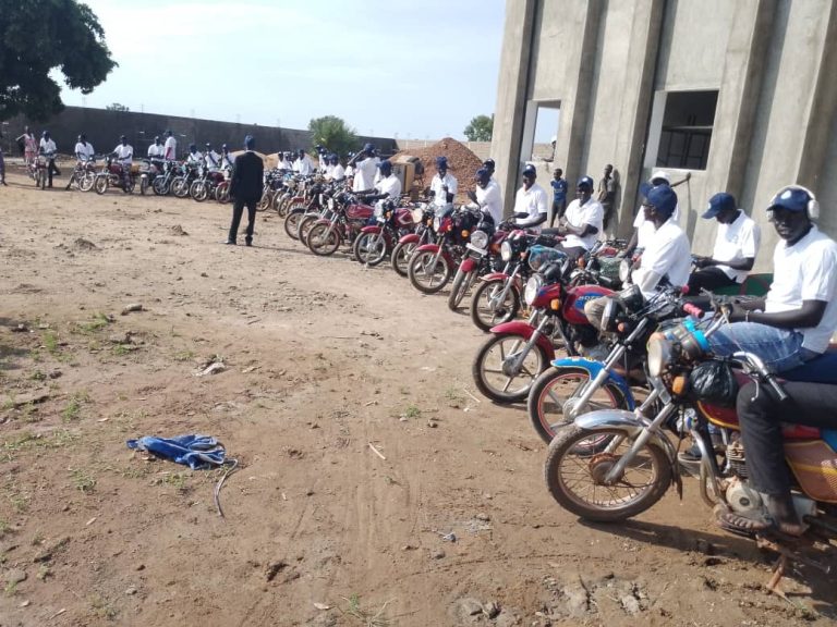 Riders await the start of the awareness ride