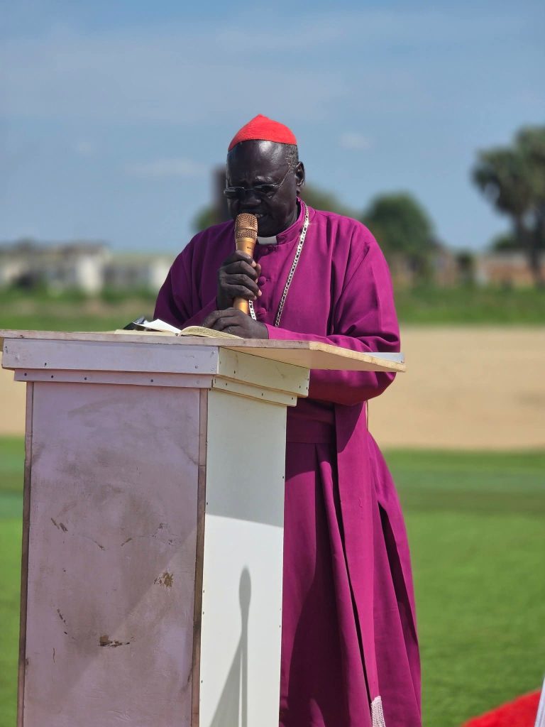 A religious leader speaks at the launch ceremony