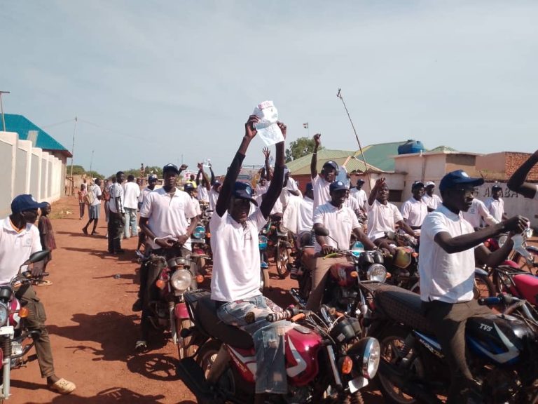 The awareness ride moves through Kuajok