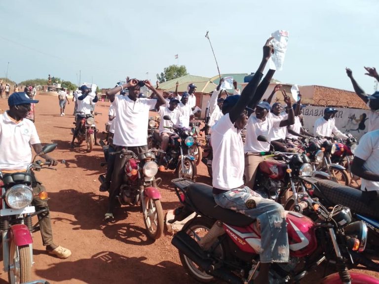 Riders at the campaign launch in Kuajok