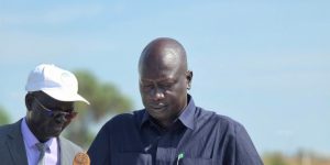 Jonglei State High Elections Committee Chairperson Tuor Majok Guech addresses the launch at Bor Freedom Square