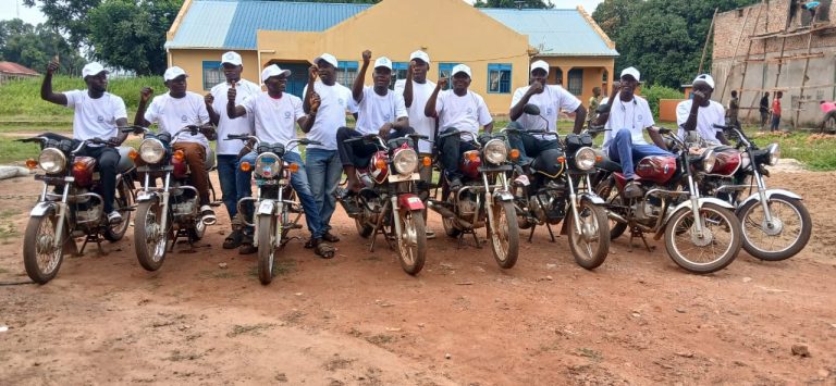 Voter educators with motorcycles at the campaign launch