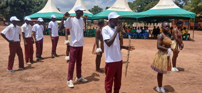 A cultural troupe performs at the launch