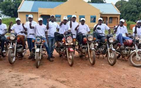 Voter educators with motorcycles at the launch of the campaign