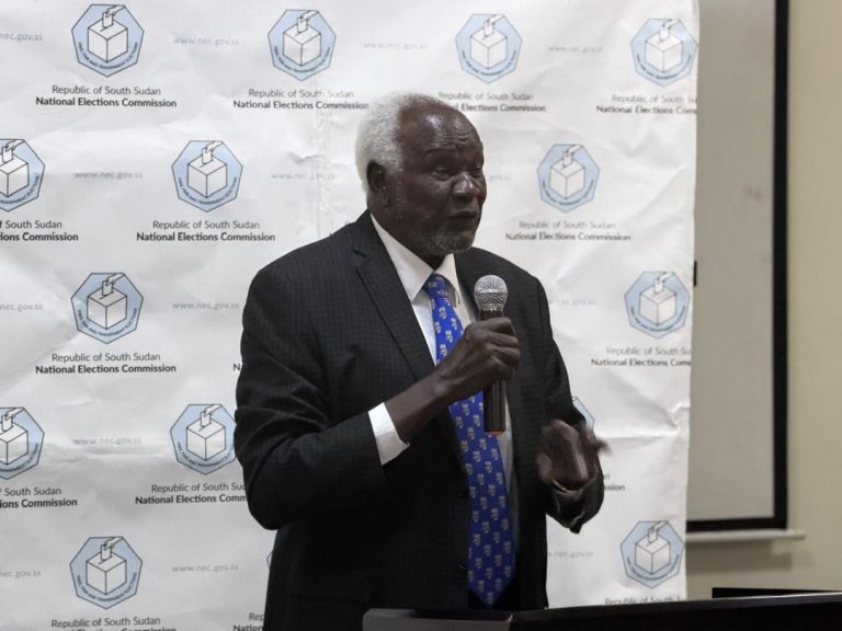 The Chairperson addresses electoral officials in Juba