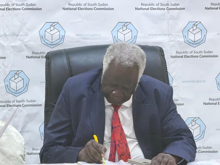 Chairperson Prof. Abednego Akok Kacuol at the training in Juba